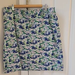 Talbots Blue and Green Floral Pencil Skirt